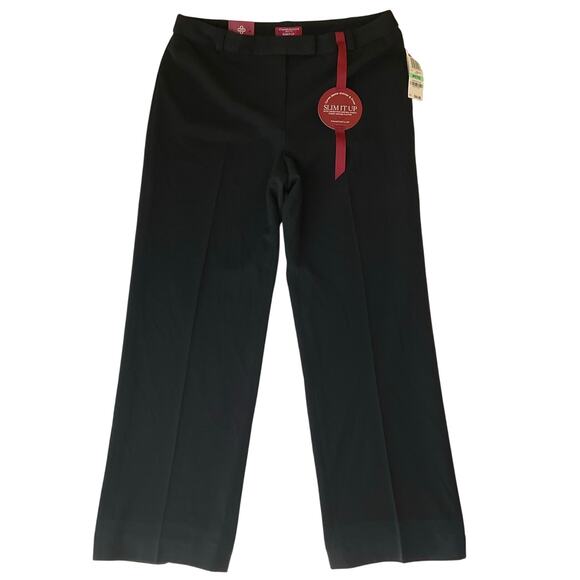 Charter Club Women Dress Pants size 8 Petite Short Black Mid Rise Slim Straight - Picture 1 of 10